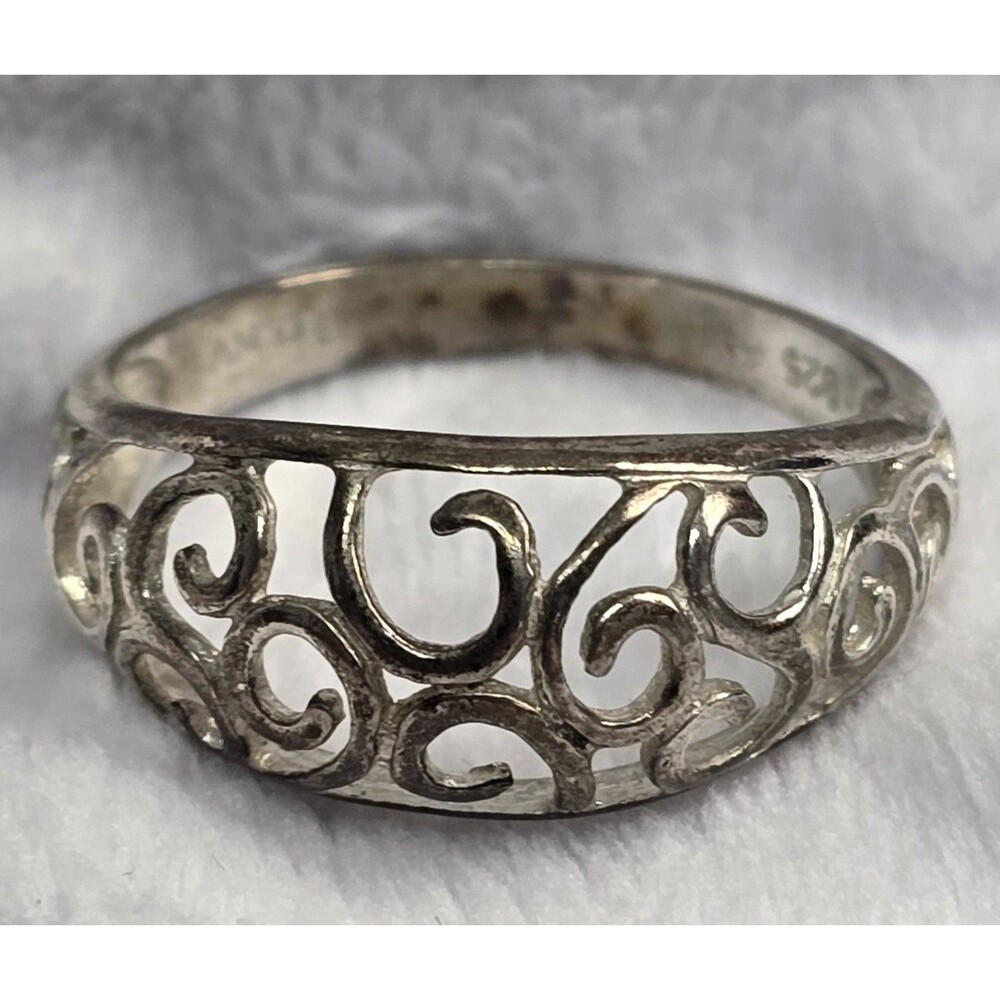 Vintage Filagree Dome Ring NV 925 Size 10 Silver Open Scrollwork Jewelry Tarnish